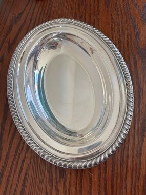 Vintage WM Rogers Silverplate Oval Serving Tray Platter Rope Edge
